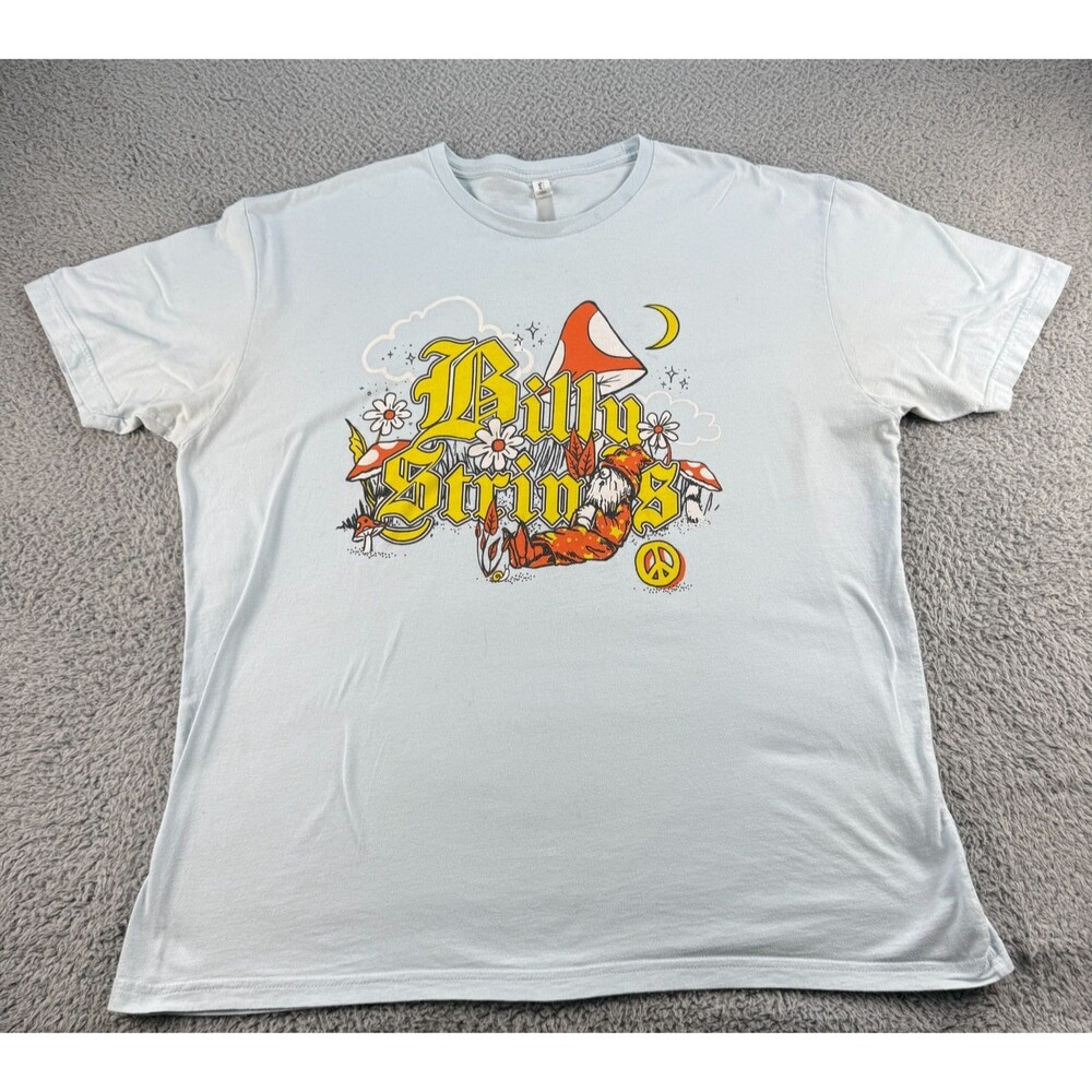 Billy Strings Tour Sleeping Gnome Mushroom T-Shirt Adult XXL 2XL Blue Music